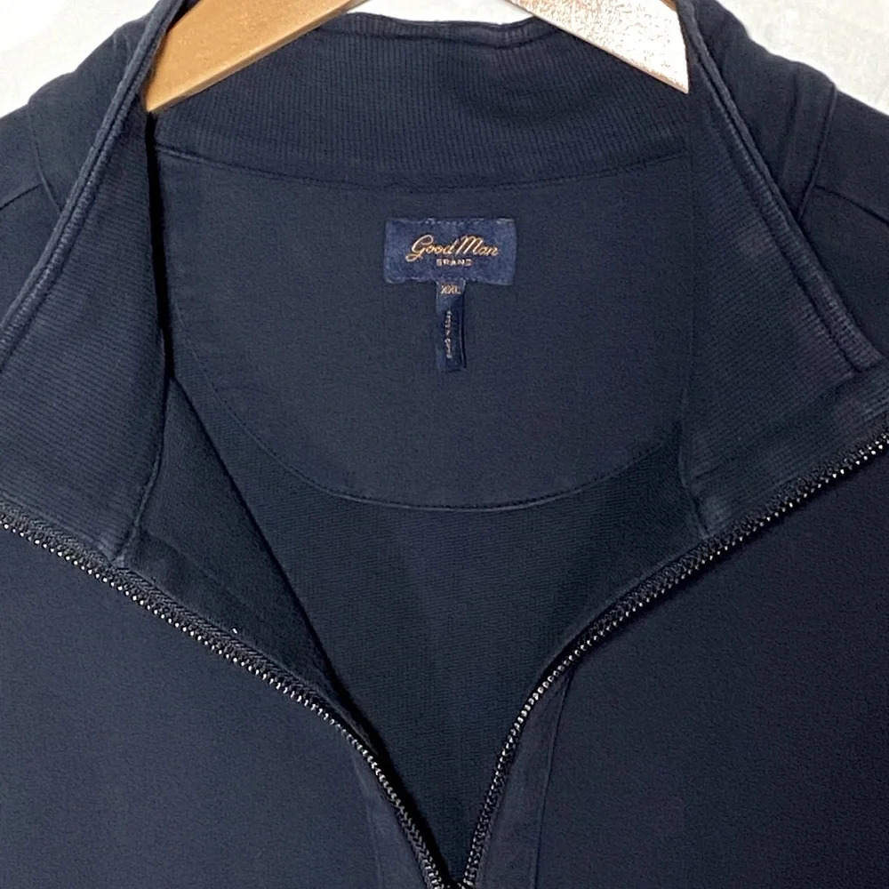 GOODMAN BRAND Men’s 1/4 Zip Mock Neck Navy Blue Pull Over Long Seeve size XXL - Picture 5 of 6